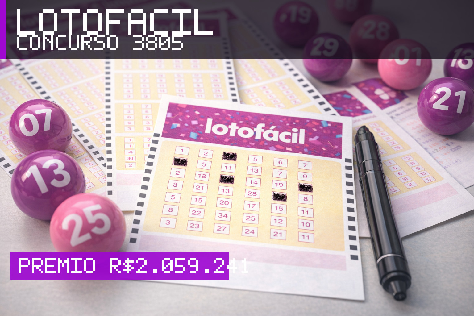Resultado da Lotofácil, concurso 3805: prêmio r$ 2.059.241
