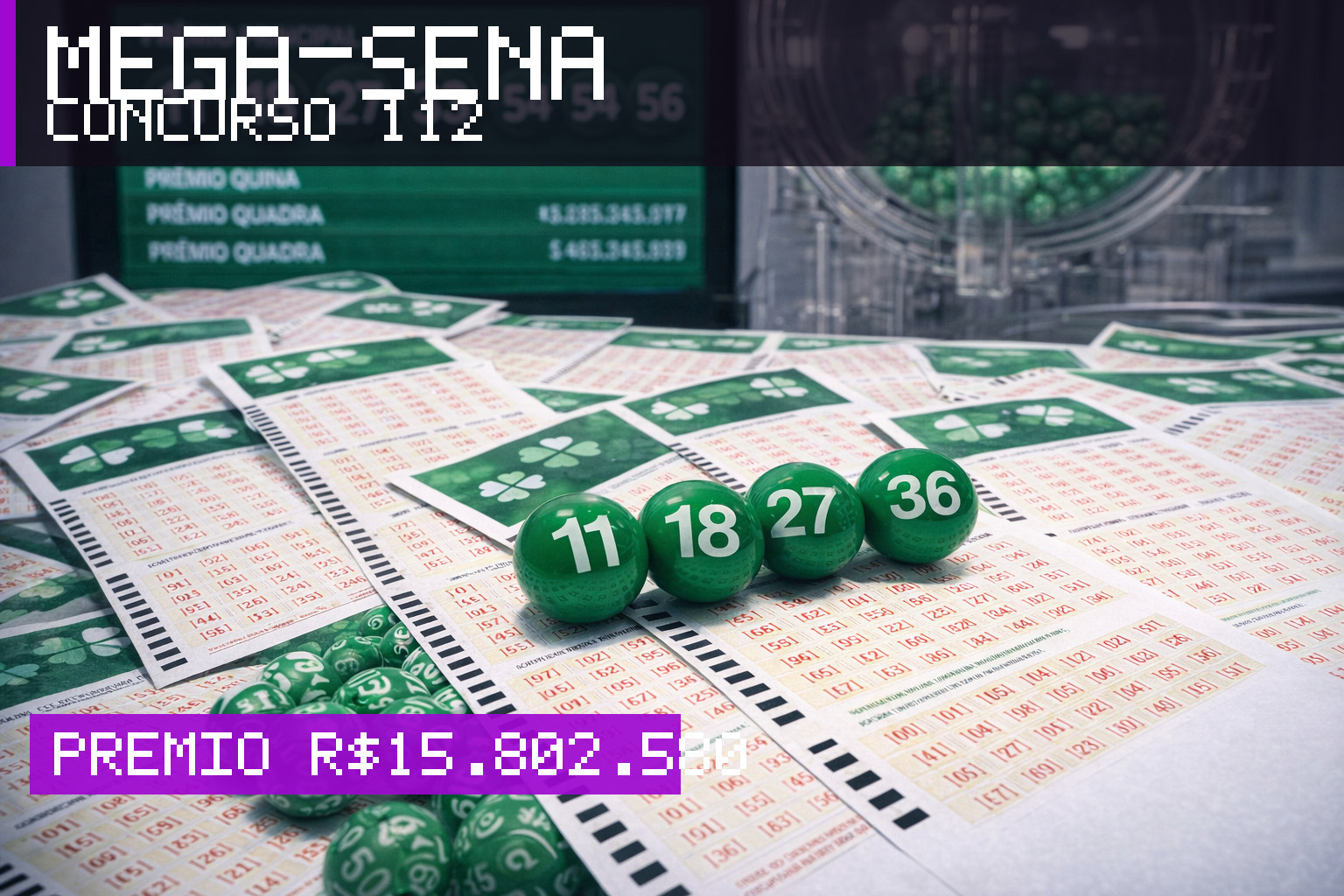 Resultado da Mega-Sena, concurso 112: prêmio r$ 15.802.580