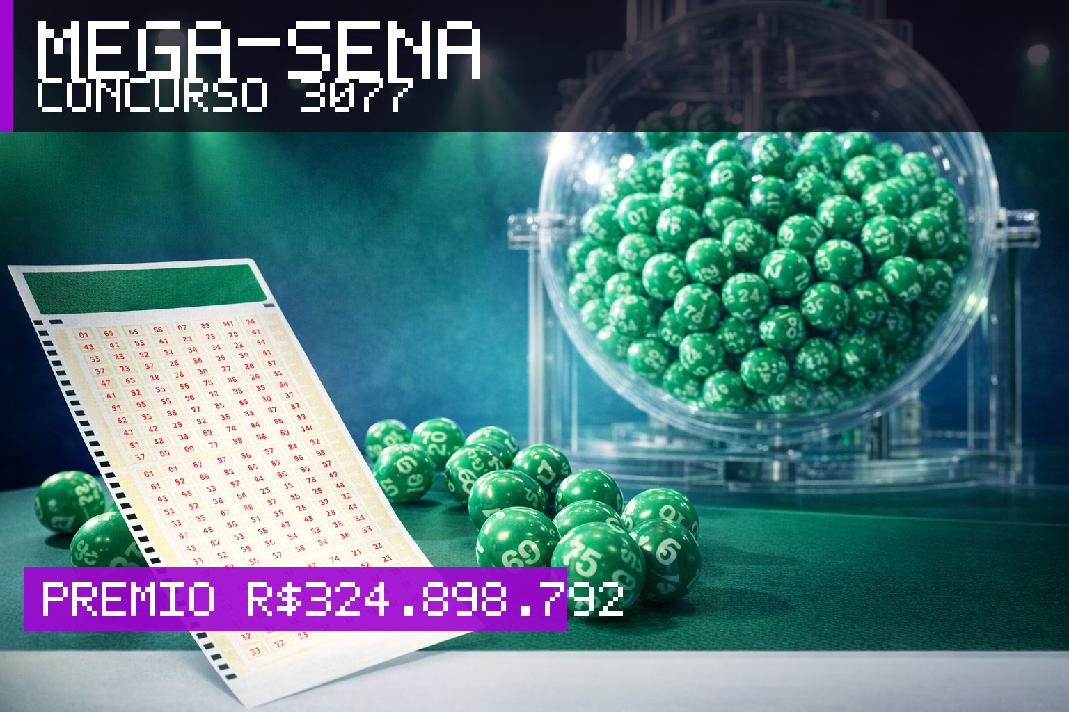 Resultado da Mega-Sena, concurso 3077: prêmio r$ 324.898.792